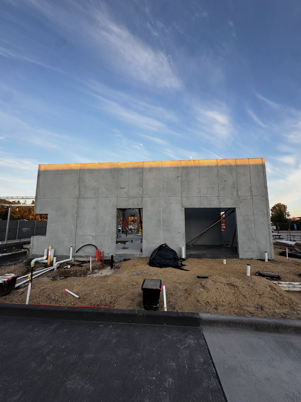 Commercial rear service area before painting and finishing work