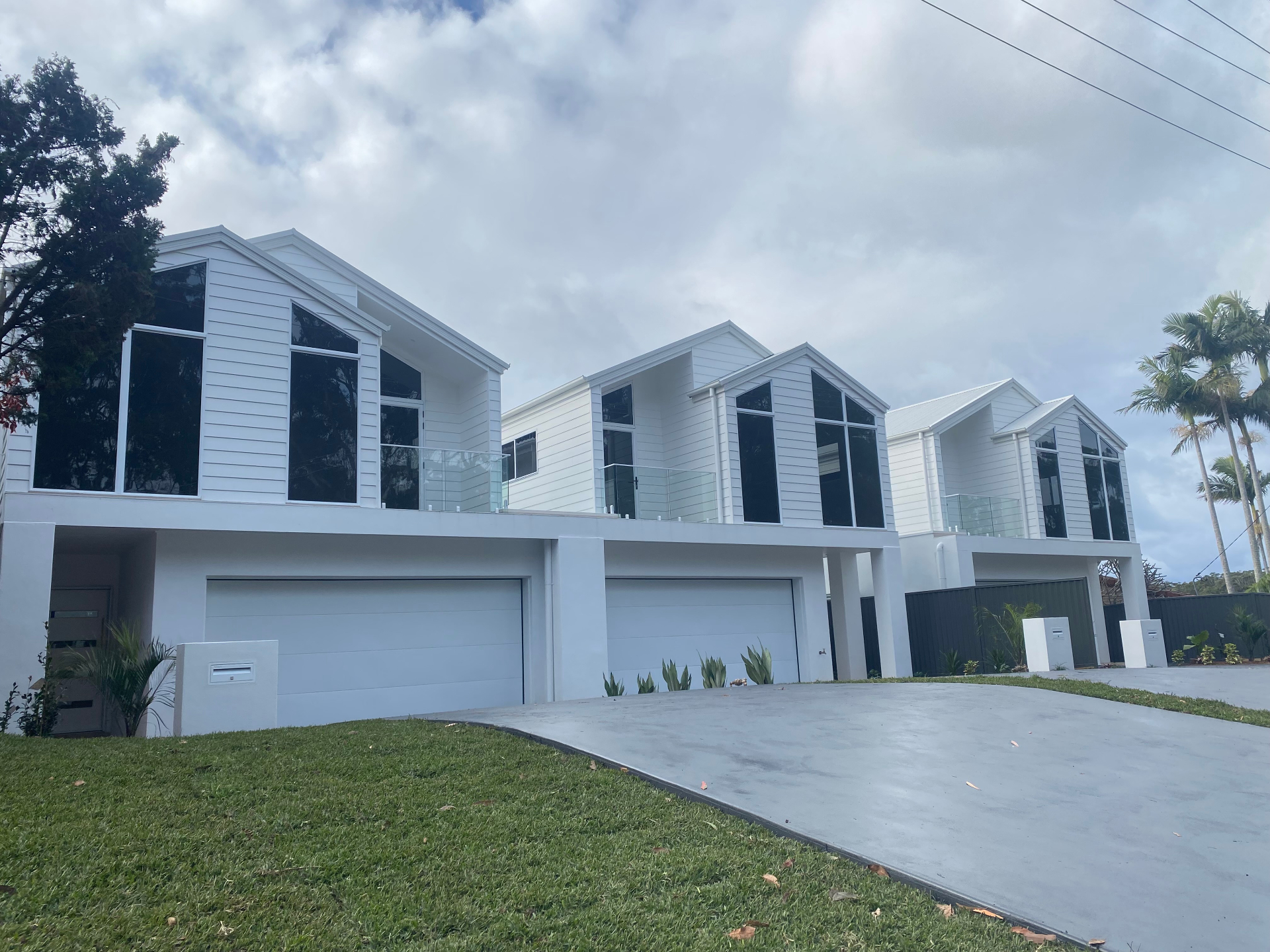 Freshly painted townhouse project with bright white finish