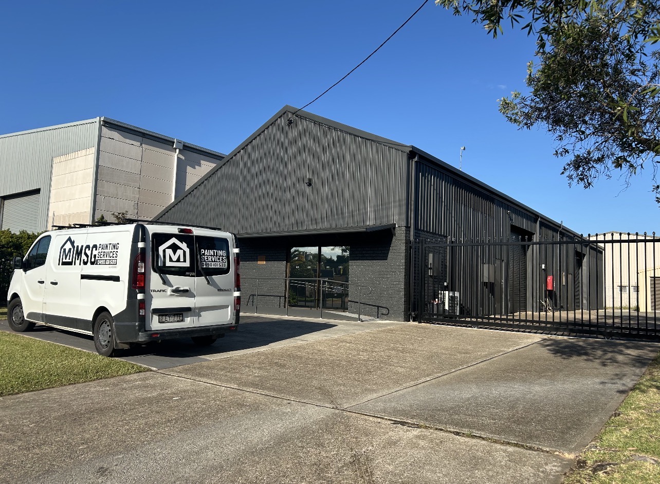 MSG Painting Services van parked outside the Port Macquarie workshop
